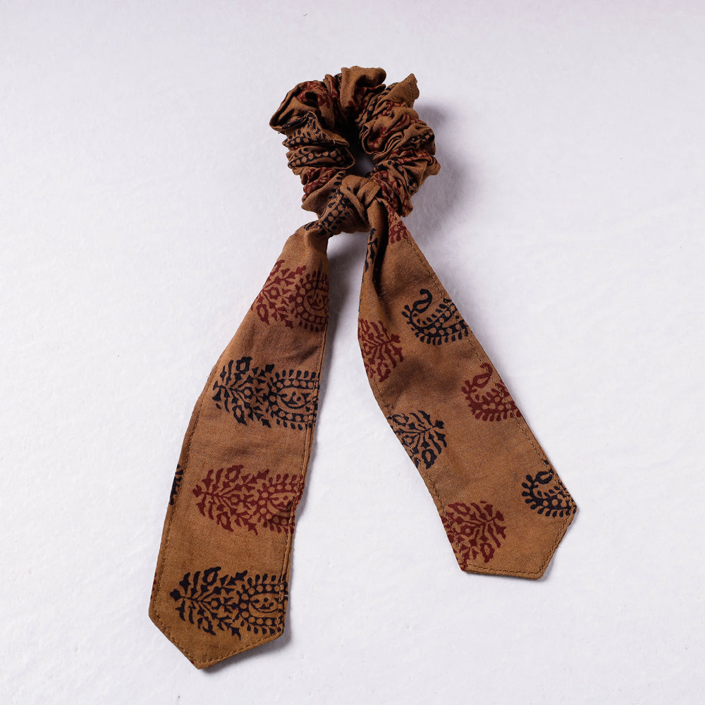 Bagh Print Cotton Elastic Hair Bands/Scarf Ponytail Holder/Scrunchie Ties