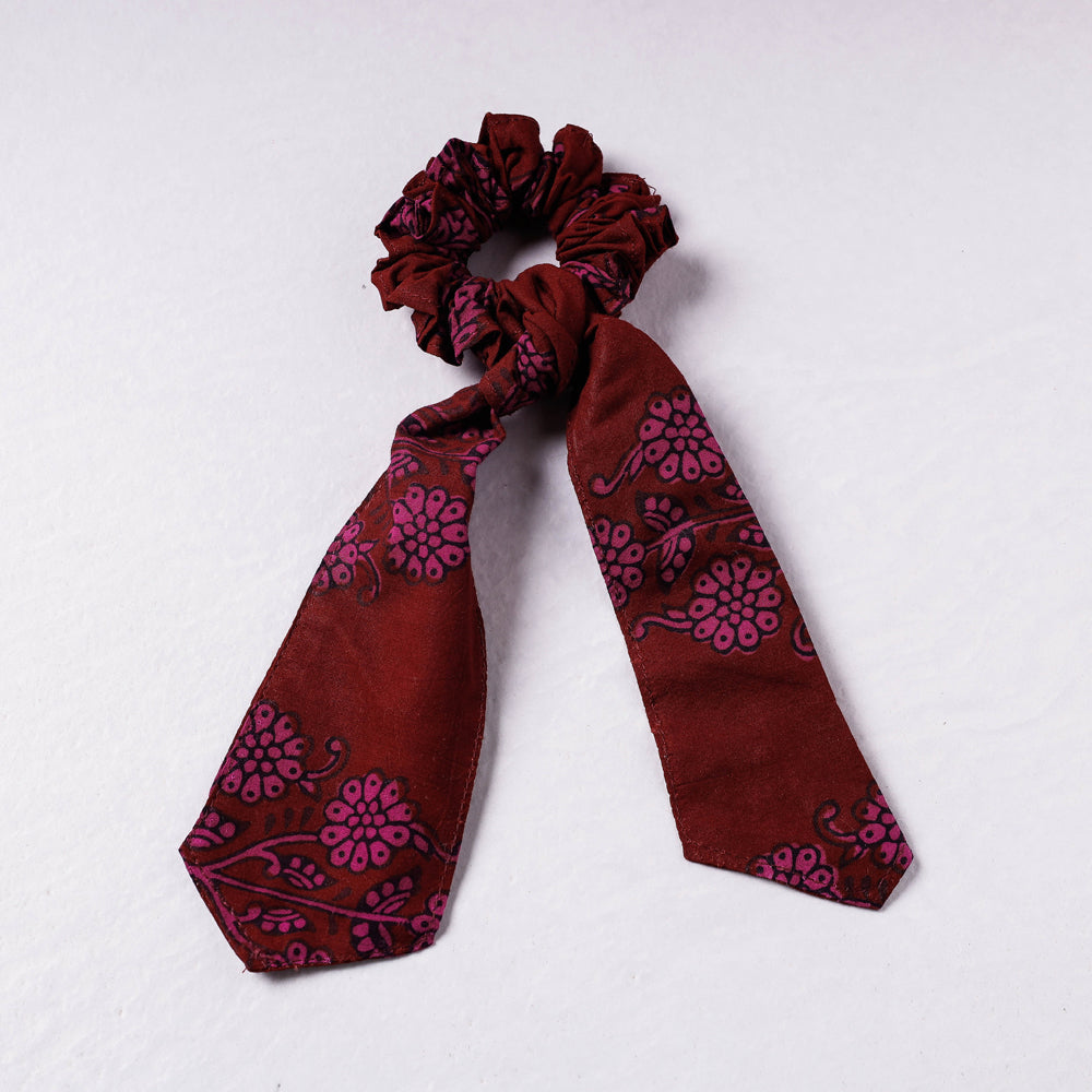Bagh Print Cotton Elastic Hair Bands/Scarf Ponytail Holder/Scrunchie Ties