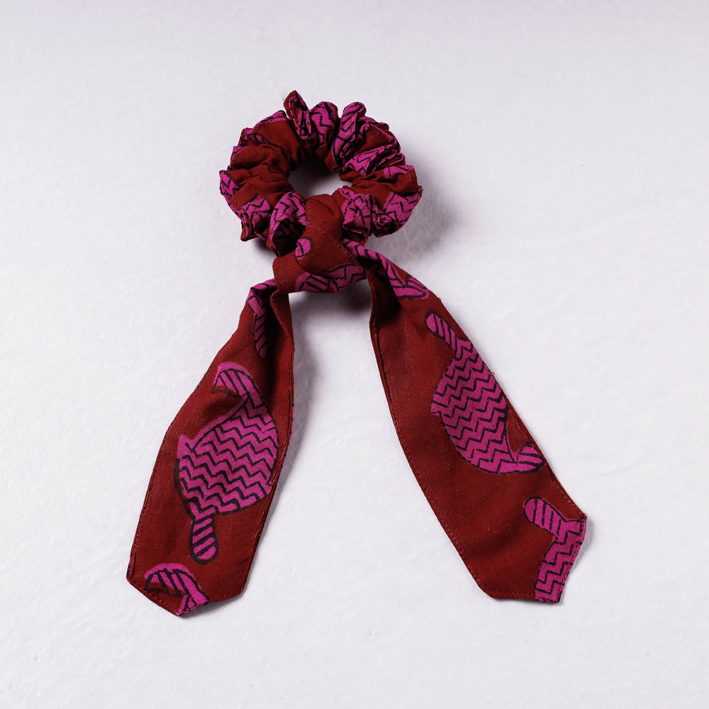 Bagh Print Cotton Elastic Hair Bands/Scarf Ponytail Holder/Scrunchie Ties