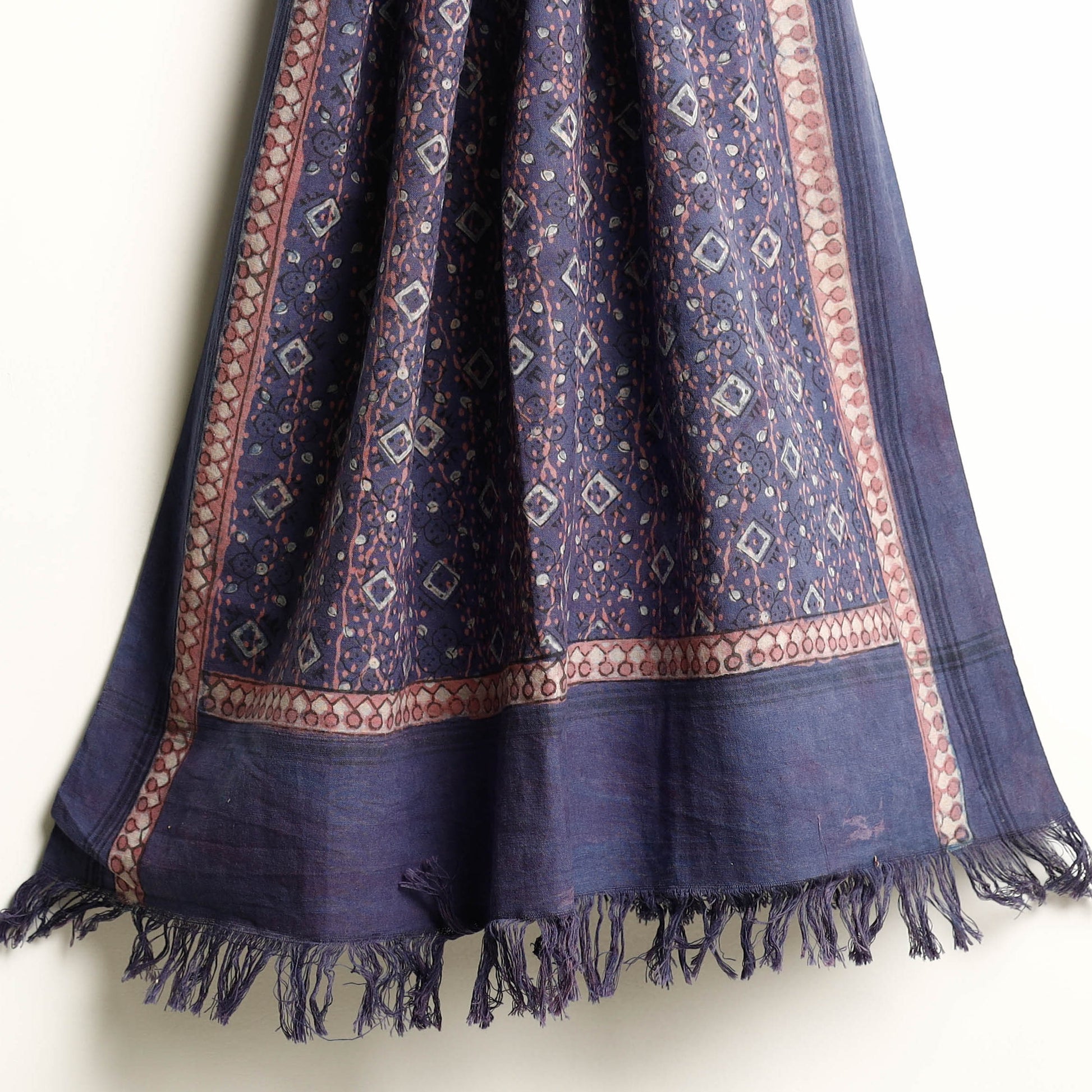 Blue - Akola Block Printed Pure Handloom Cotton Towel