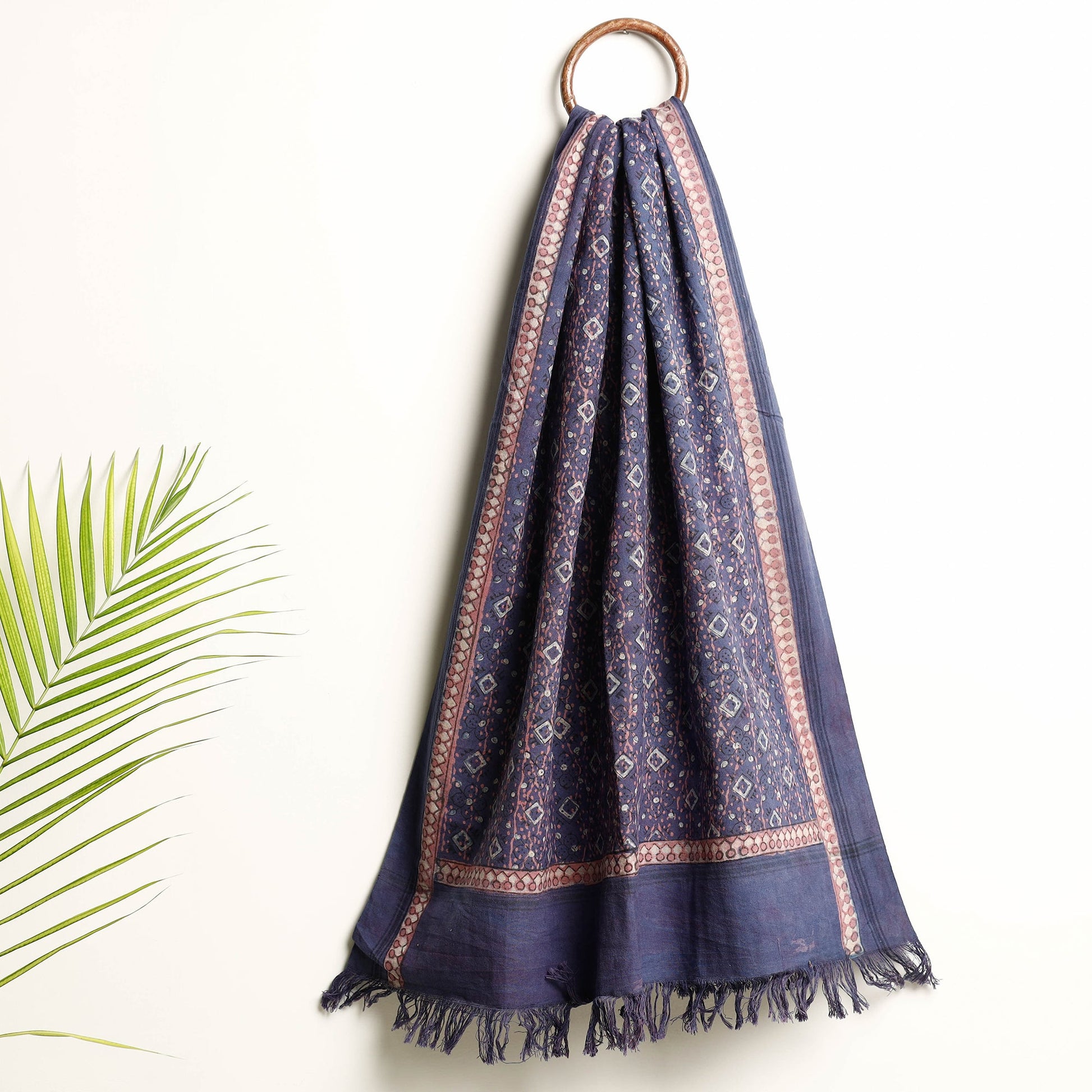 Blue - Akola Block Printed Pure Handloom Cotton Towel