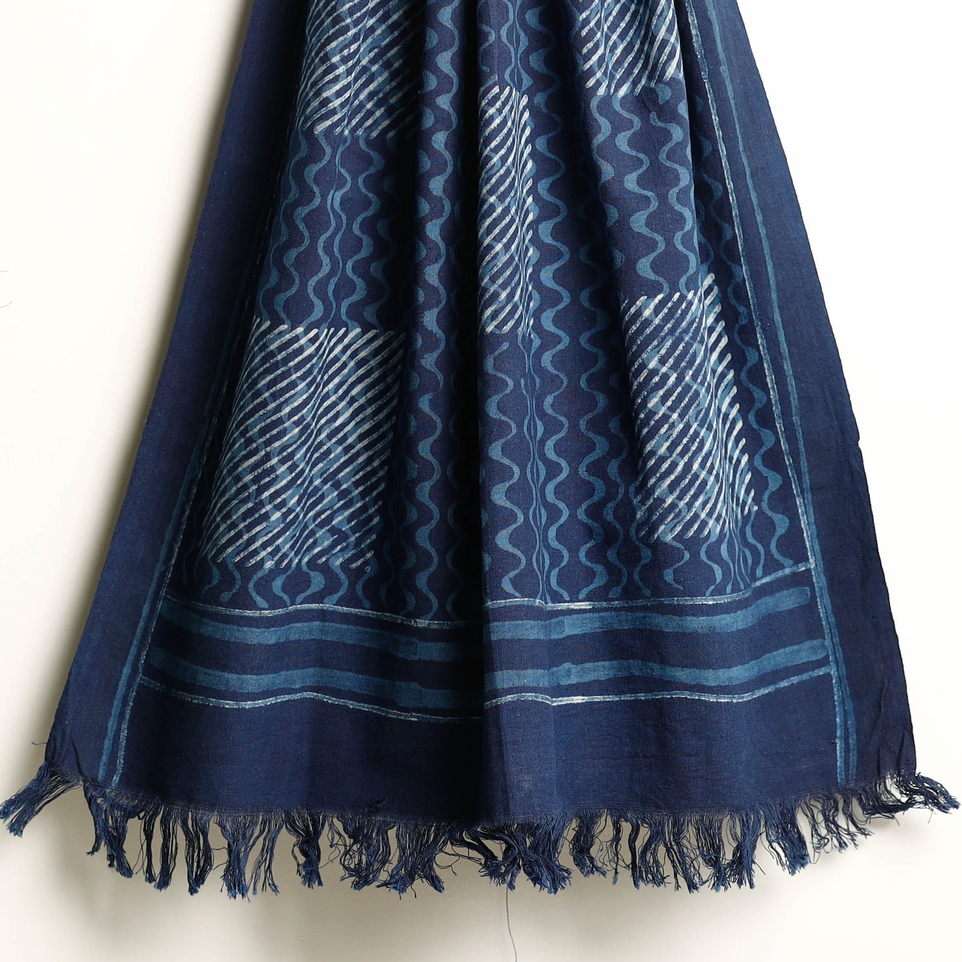 Blue - Akola Block Printed Pure Handloom Cotton Towel