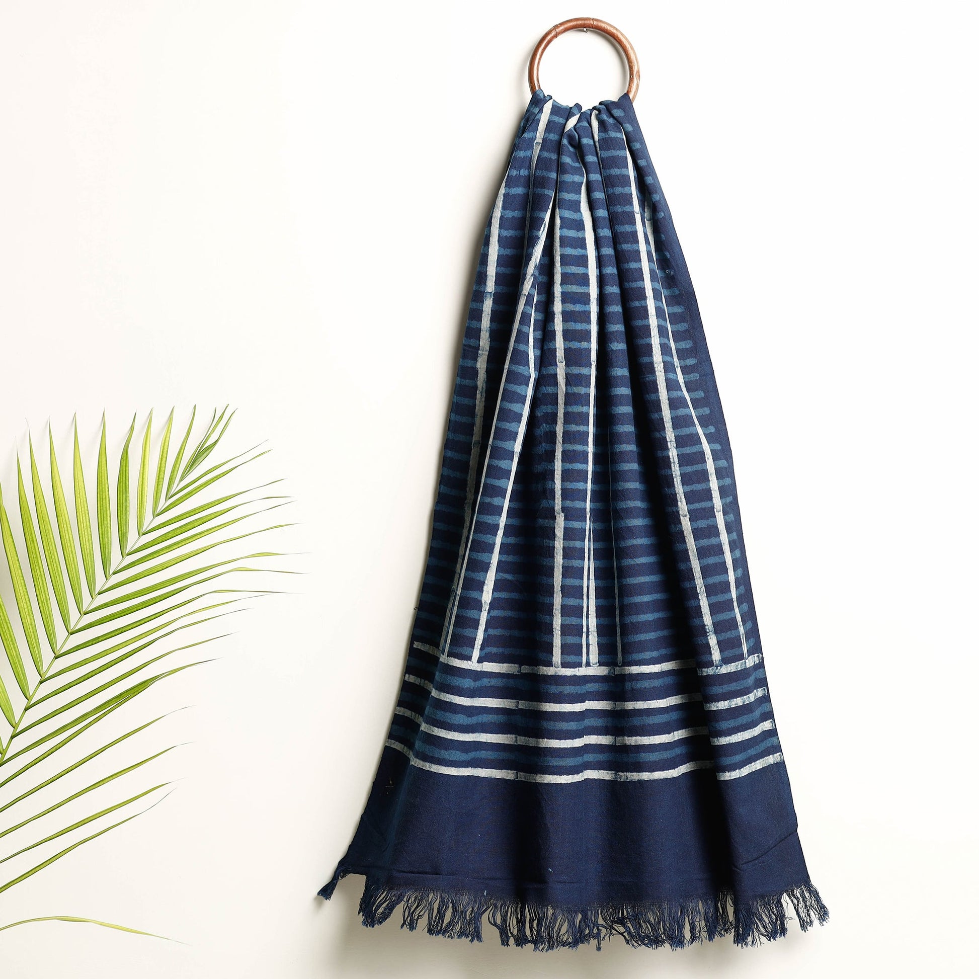 Blue - Akola Block Printed Pure Handloom Cotton Towel