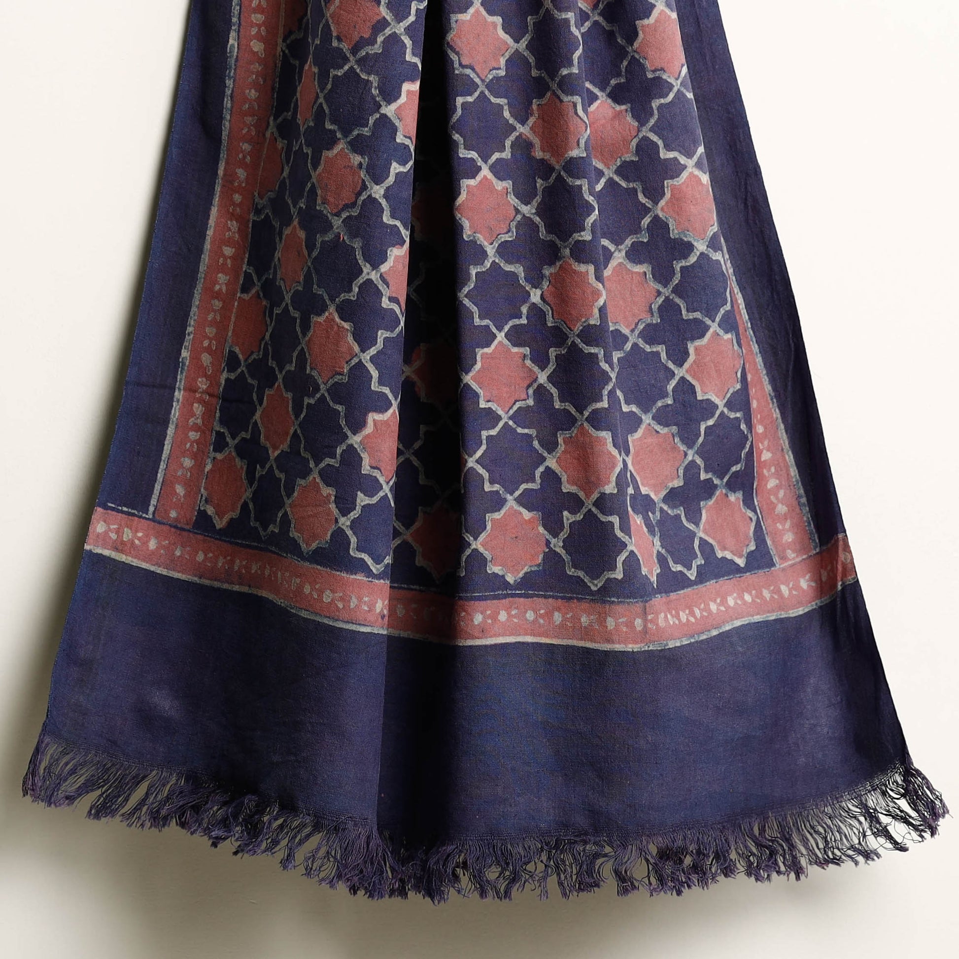 Blue - Akola Block Printed Pure Handloom Cotton Towel
