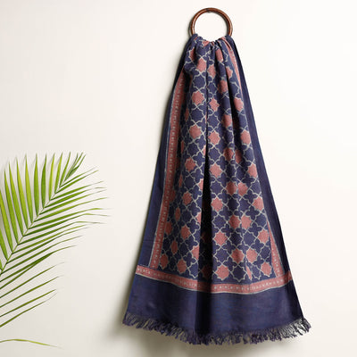 Blue - Akola Block Printed Pure Handloom Cotton Towel