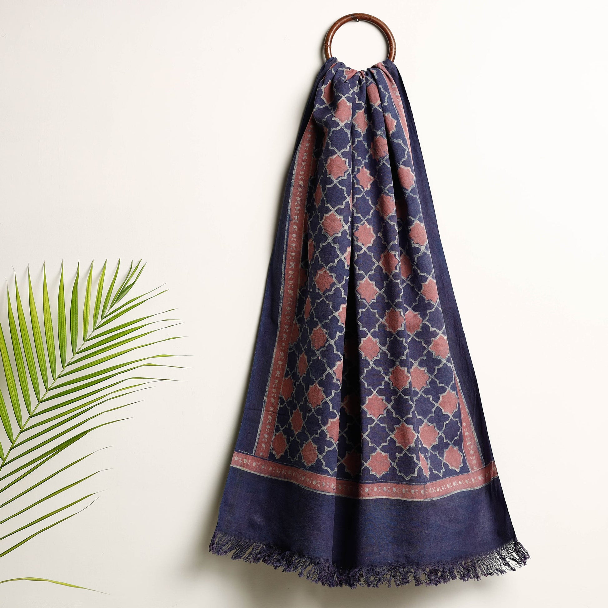 Blue - Akola Block Printed Pure Handloom Cotton Towel