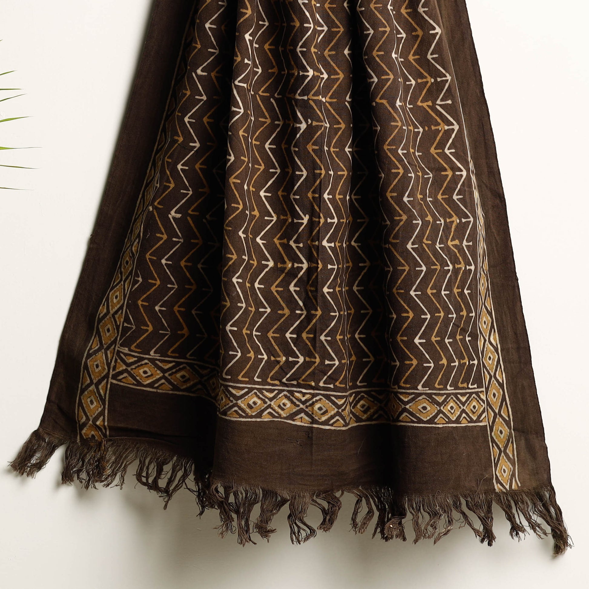 Brown - Akola Block Printed Pure Handloom Cotton Towel