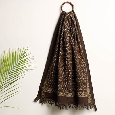 Brown - Akola Block Printed Pure Handloom Cotton Towel