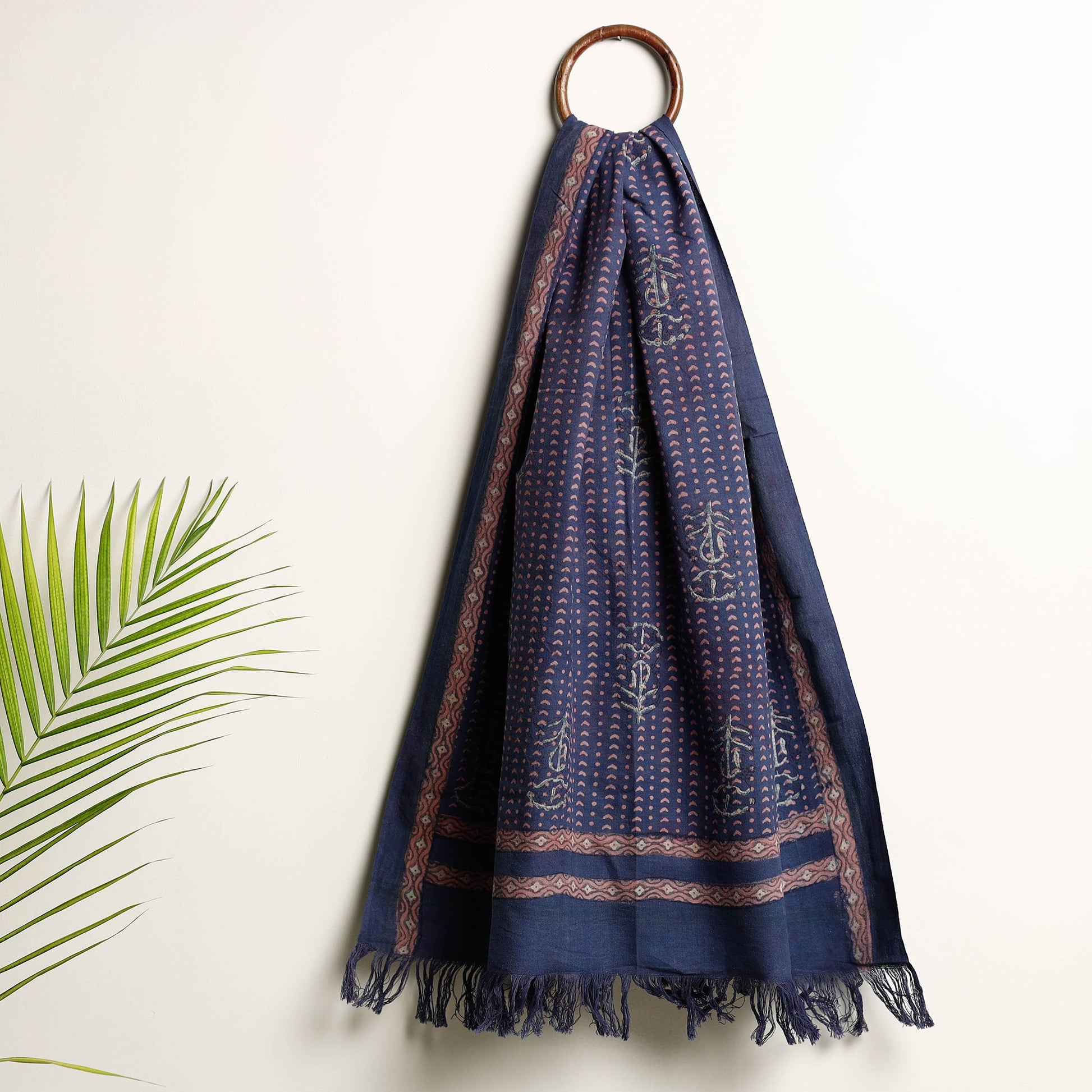 Blue - Akola Block Printed Pure Handloom Cotton Towel