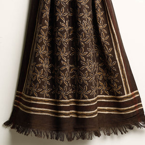 Brown - Akola Block Printed Pure Handloom Cotton Towel