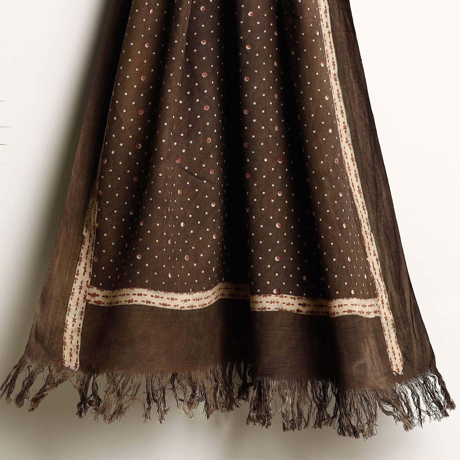 Brown - Akola Block Printed Pure Handloom Cotton Towel