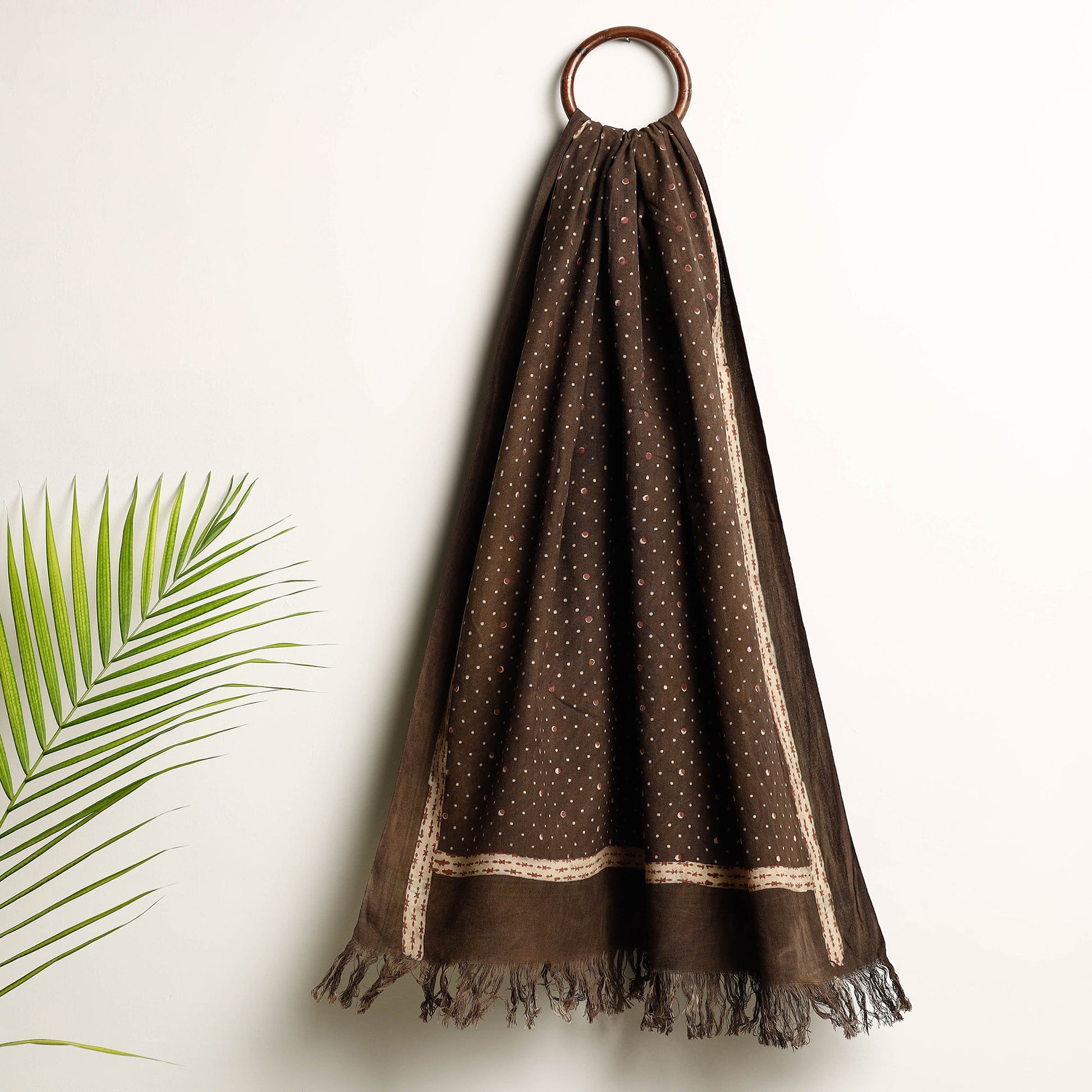 Brown - Akola Block Printed Pure Handloom Cotton Towel