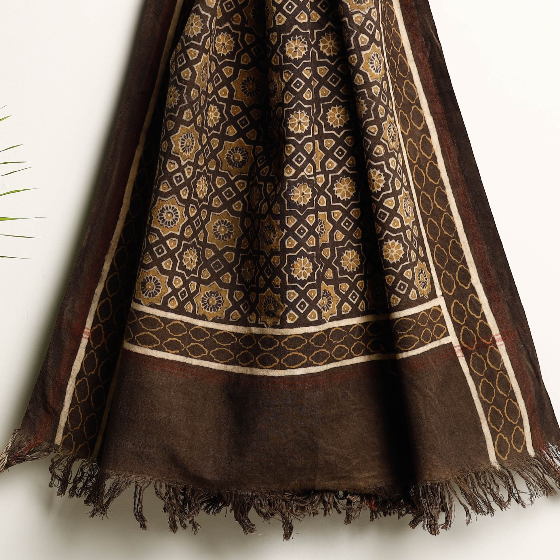 Brown - Akola Block Printed Pure Handloom Cotton Towel