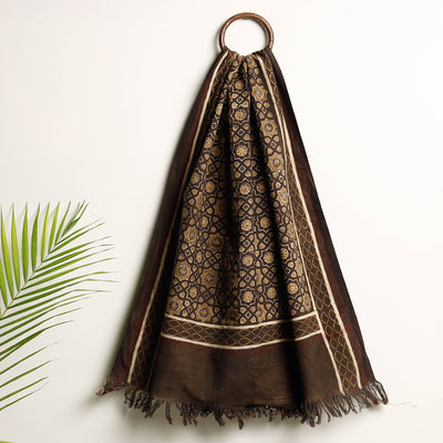 Brown - Akola Block Printed Pure Handloom Cotton Towel