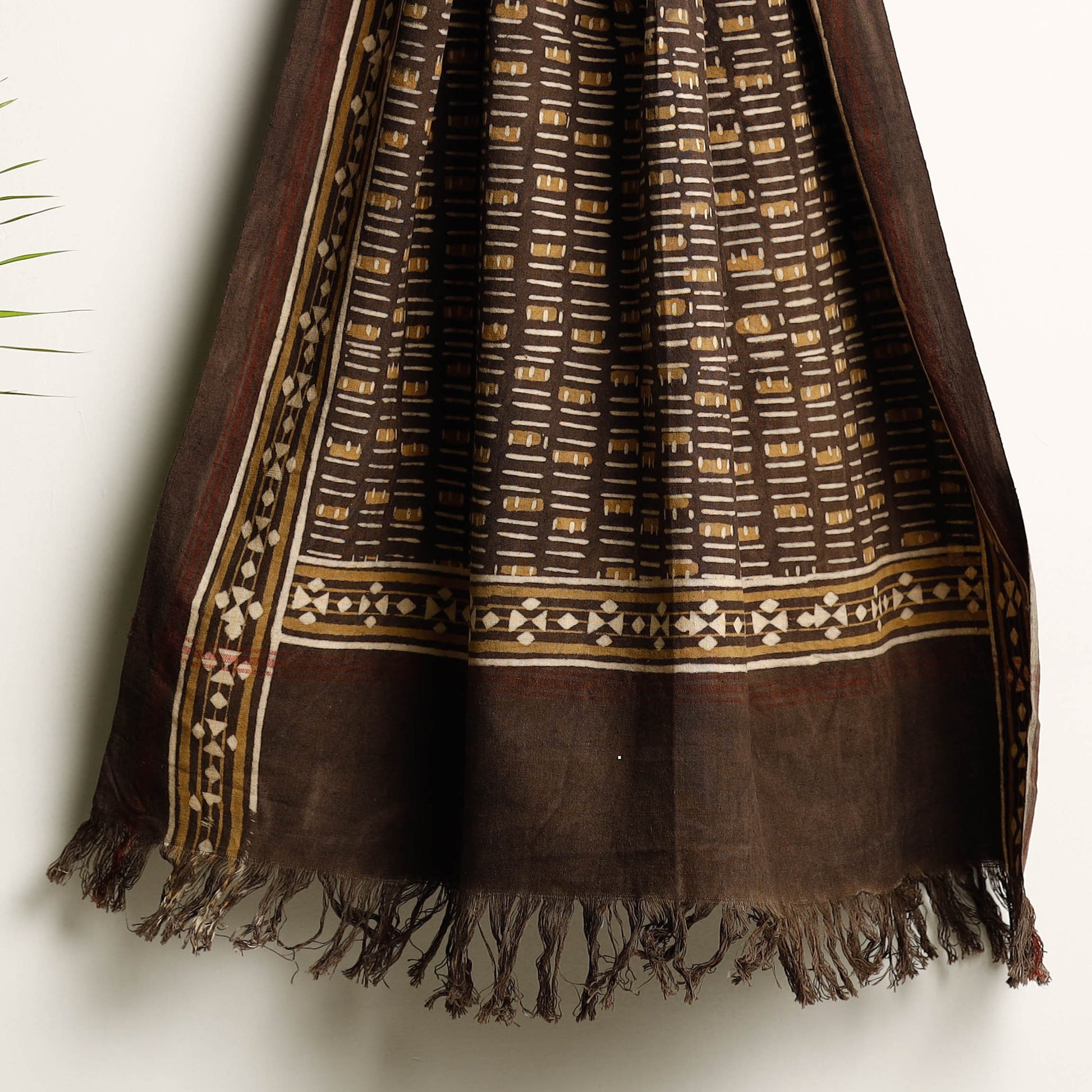 Brown - Akola Block Printed Pure Handloom Cotton Towel