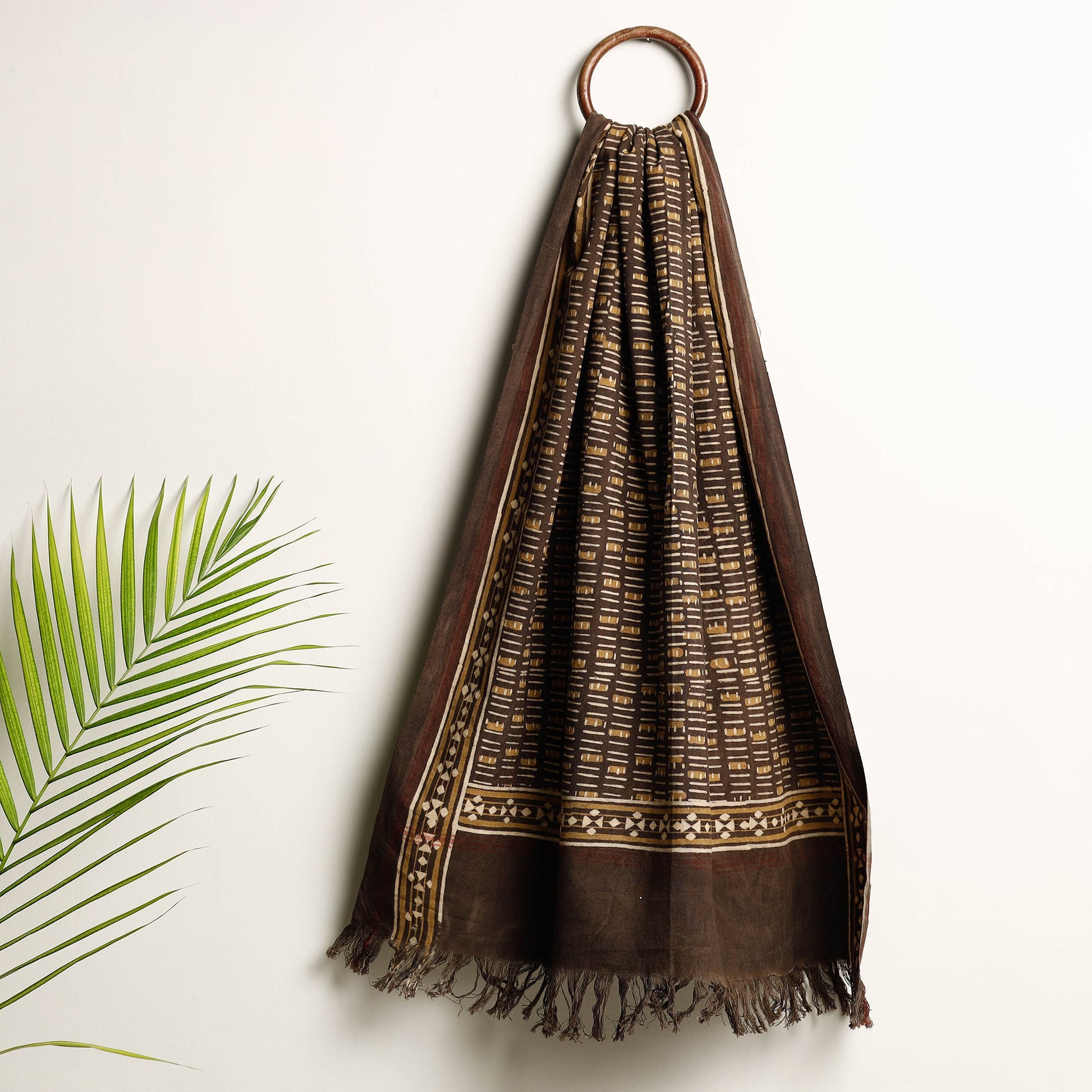 Brown - Akola Block Printed Pure Handloom Cotton Towel