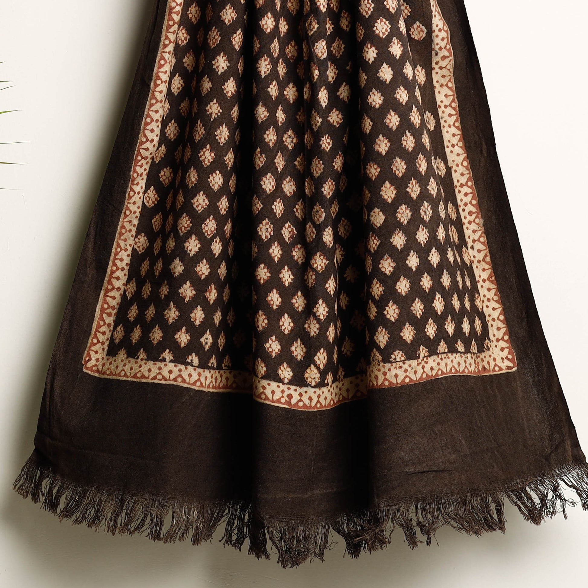 Brown - Akola Block Printed Pure Handloom Cotton Towel