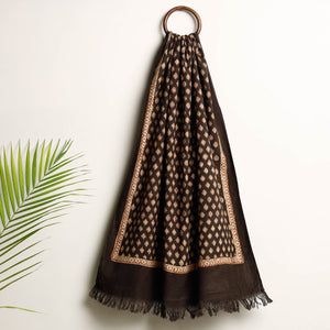 Brown - Akola Block Printed Pure Handloom Cotton Towel