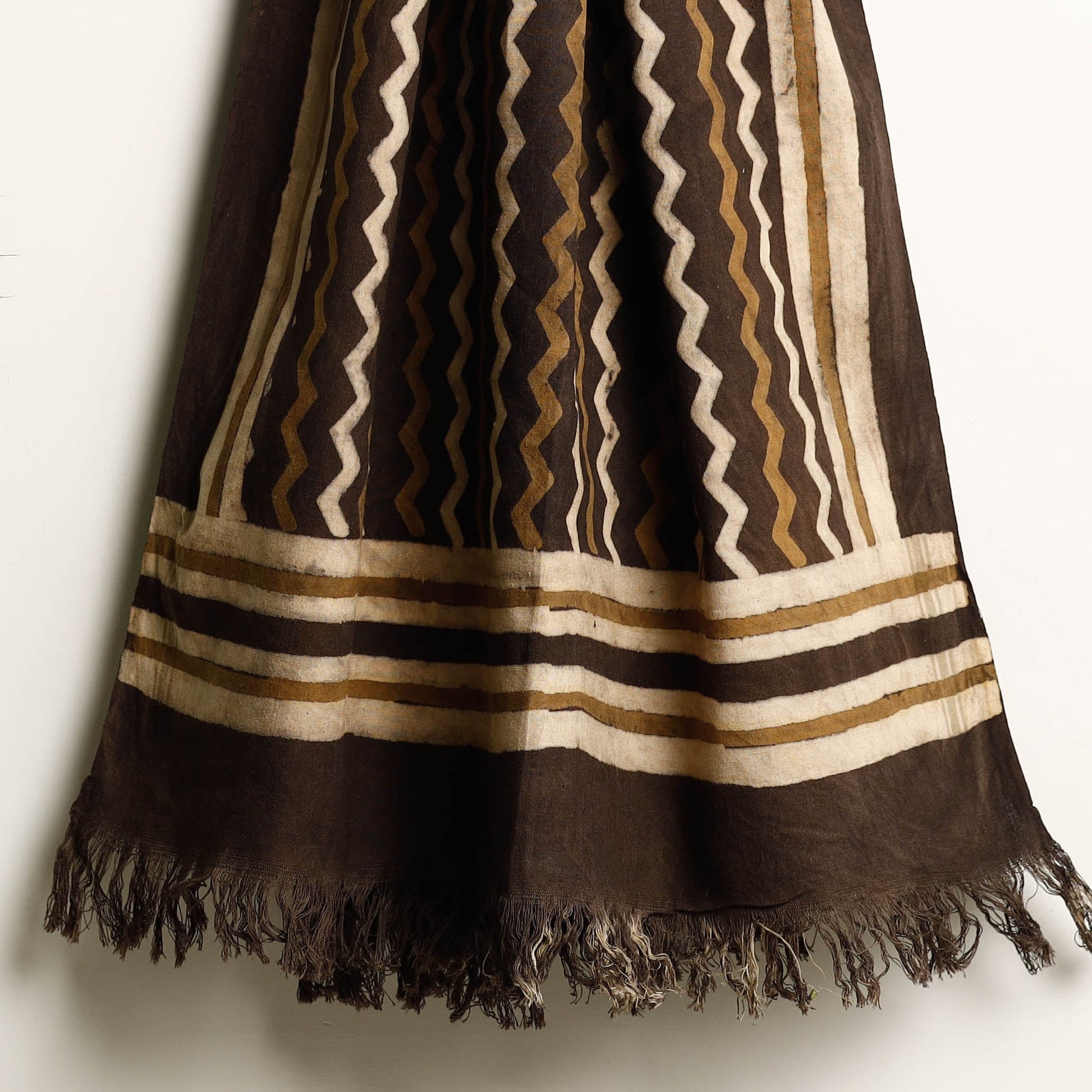 Brown - Akola Block Printed Pure Handloom Cotton Towel