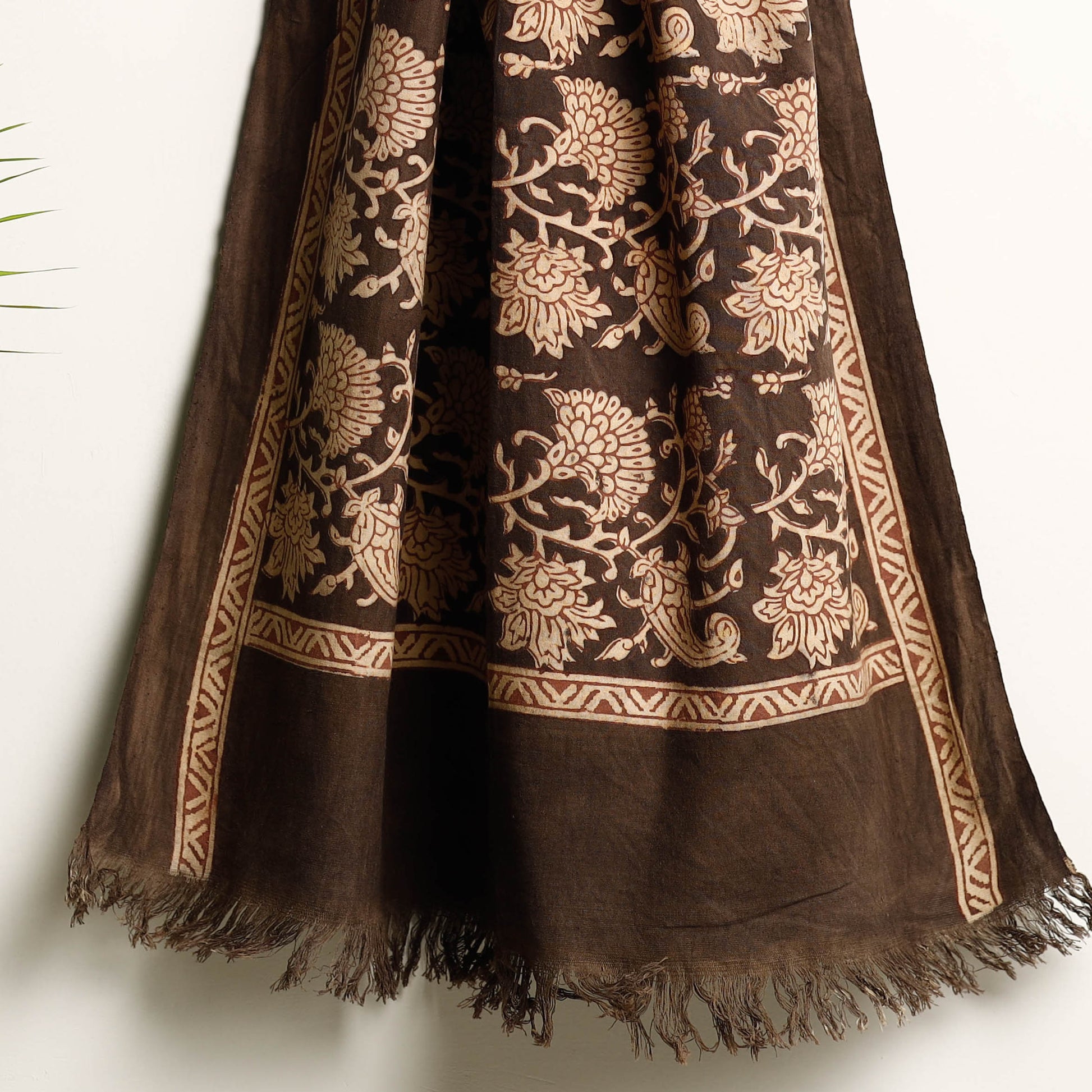 Brown - Akola Block Printed Pure Handloom Cotton Towel