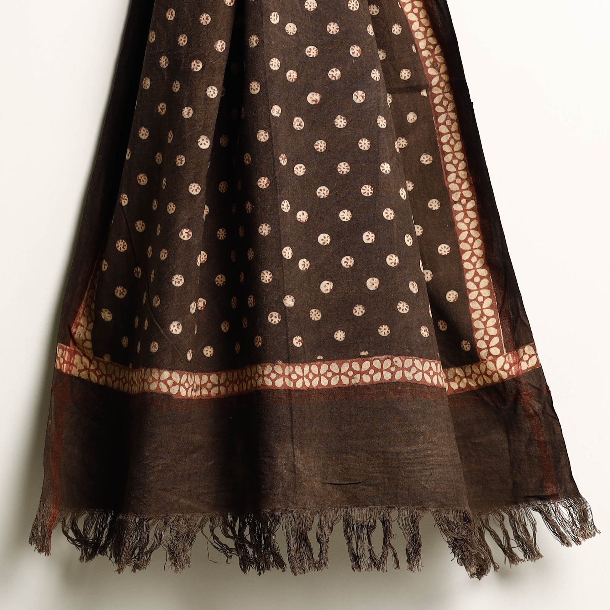 Brown - Akola Block Printed Pure Handloom Cotton Towel