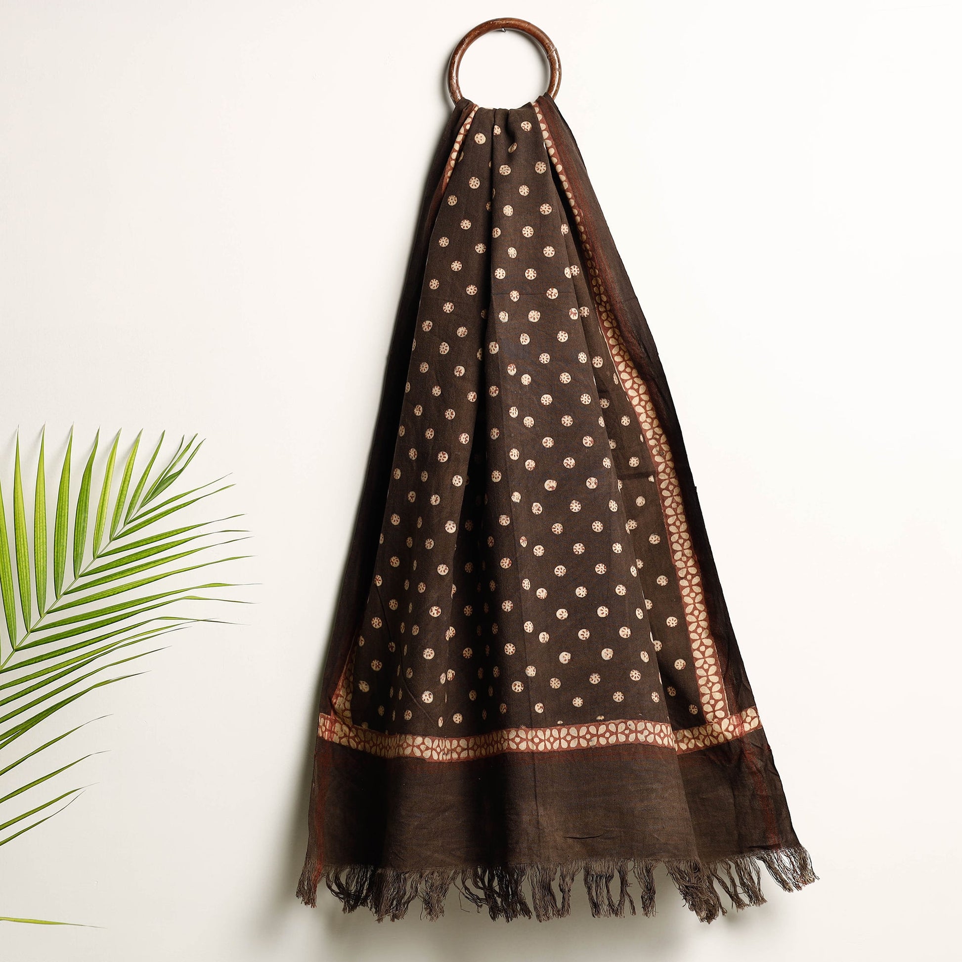 Brown - Akola Block Printed Pure Handloom Cotton Towel