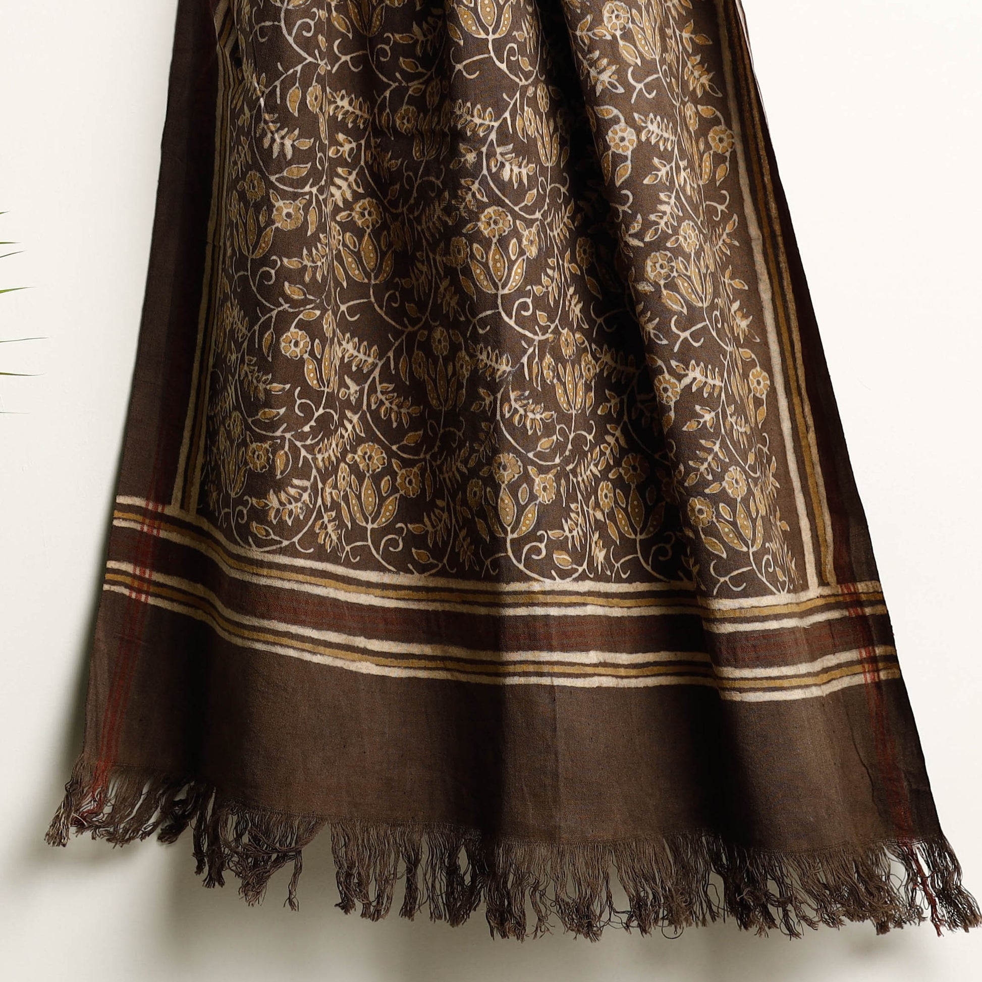 Brown - Akola Block Printed Pure Handloom Cotton Towel