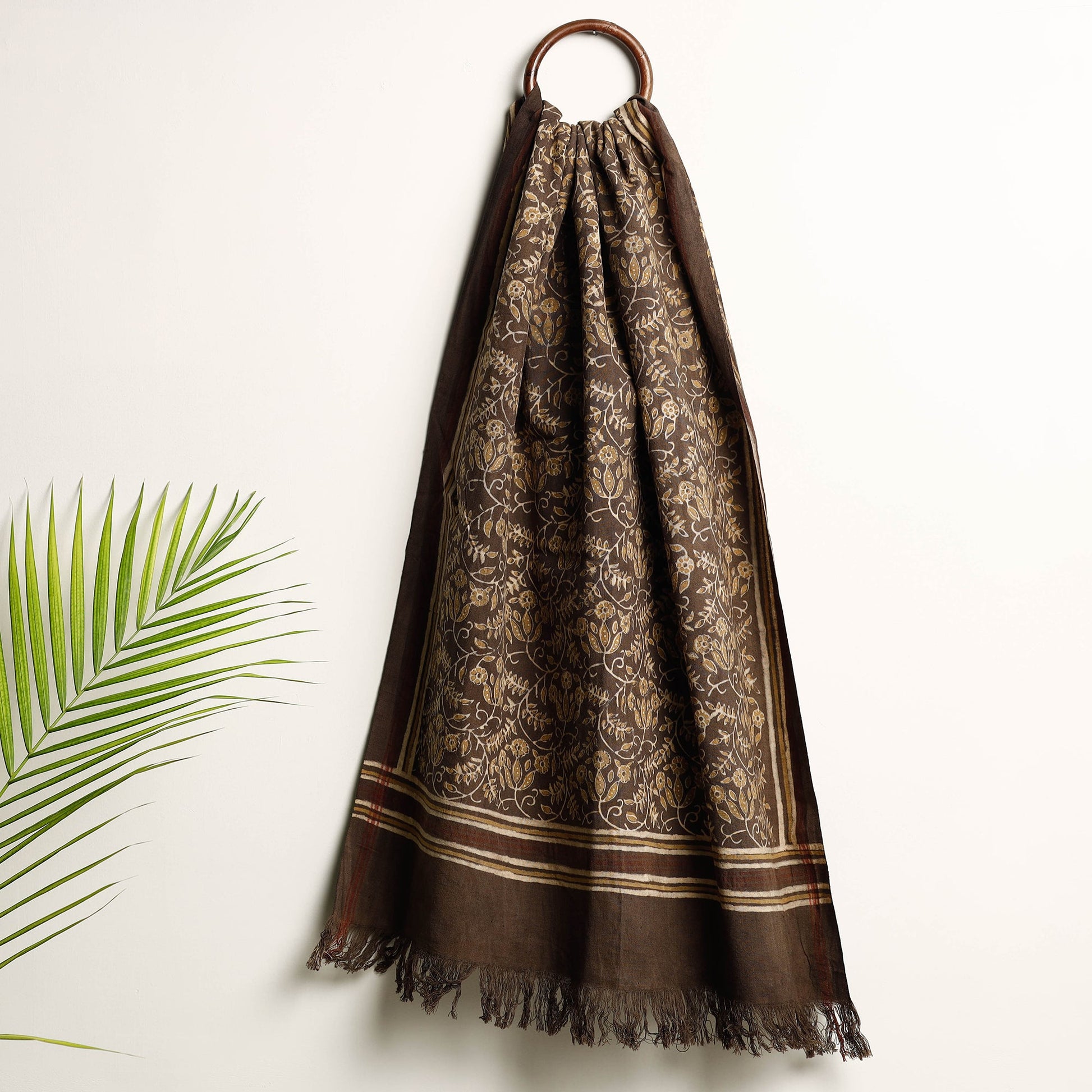 Brown - Akola Block Printed Pure Handloom Cotton Towel