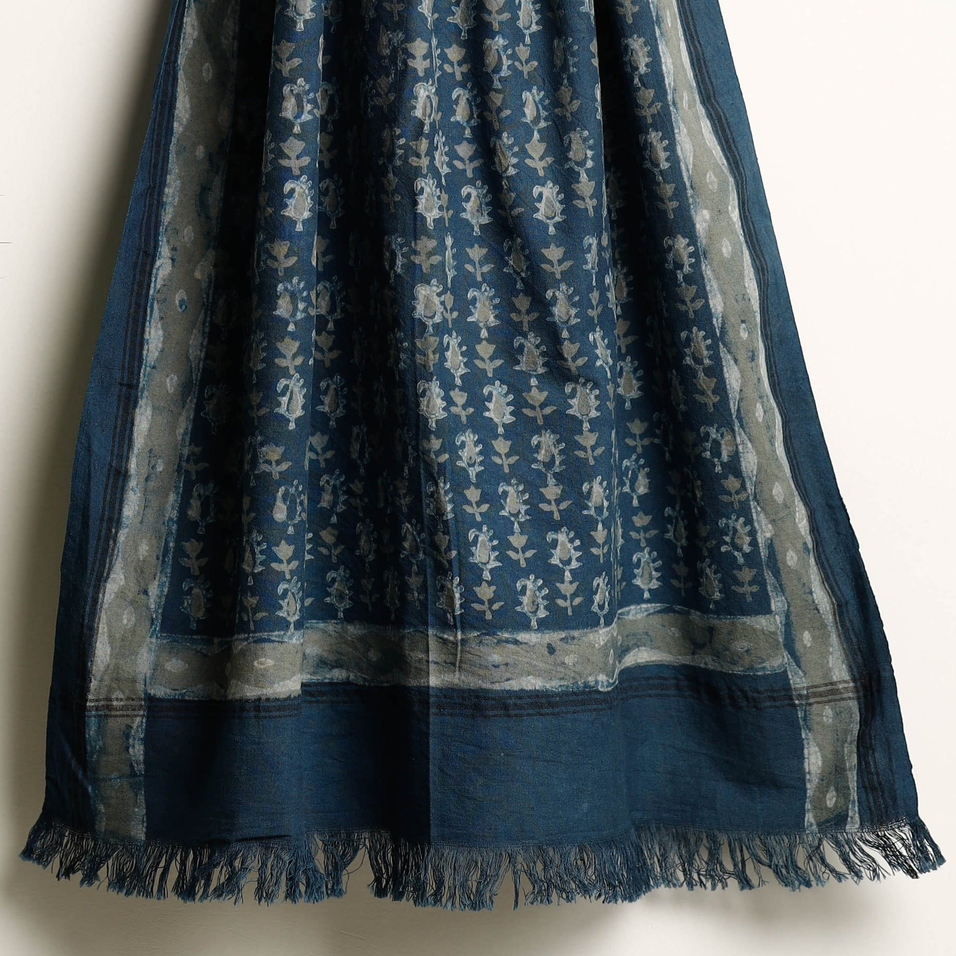 Blue - Akola Block Printed Pure Handloom Cotton Towel