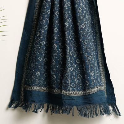 Blue - Akola Block Printed Pure Handloom Cotton Towel