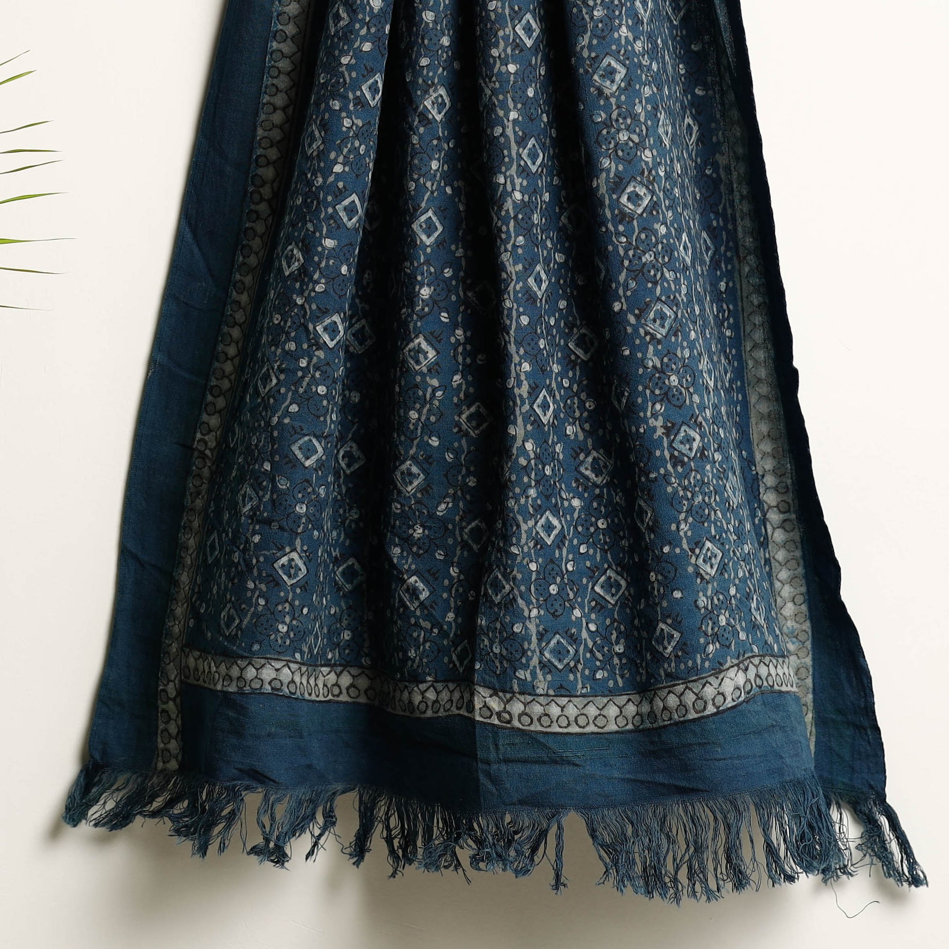 Blue - Akola Block Printed Pure Handloom Cotton Towel