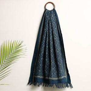 Blue - Akola Block Printed Pure Handloom Cotton Towel