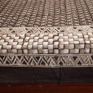 Brown - Pipad Block Printed Cotton Double Bed Cover with Pillow Covers (108 x 90 in)