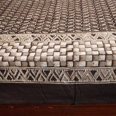 Brown - Pipad Block Printed Cotton Double Bed Cover with Pillow Covers (108 x 90 in)