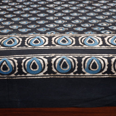 Black - Pipad Block Printed Cotton Single Bed Cover with Pillow Covers (90 x 60 in)