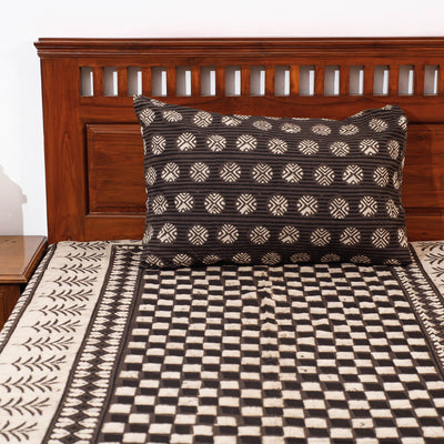 Brown - Pipad Block Printed Cotton Single Bed Cover with Pillow Covers (90 x 60 in)
