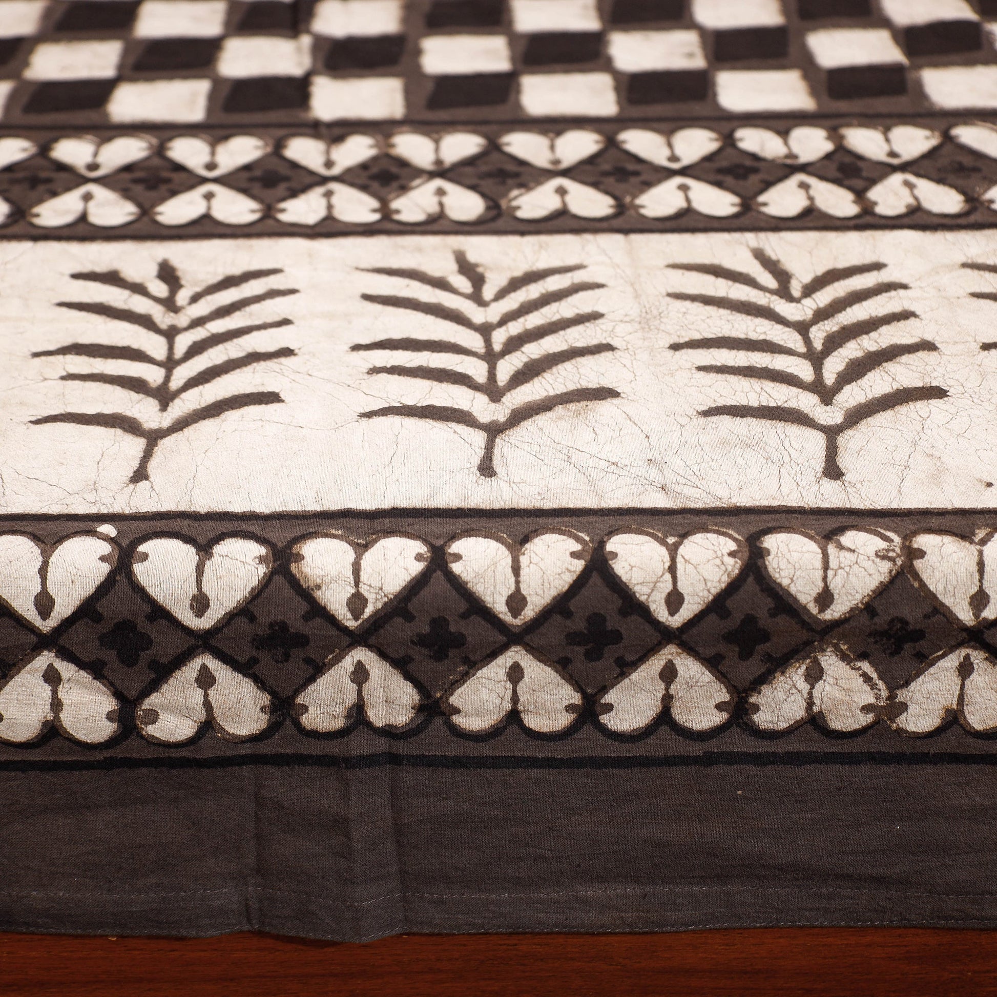 Brown - Pipad Block Printed Cotton Single Bed Cover with Pillow Covers (90 x 60 in)
