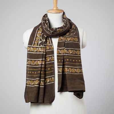 Brown - Akola Block Printed Cotton Stole