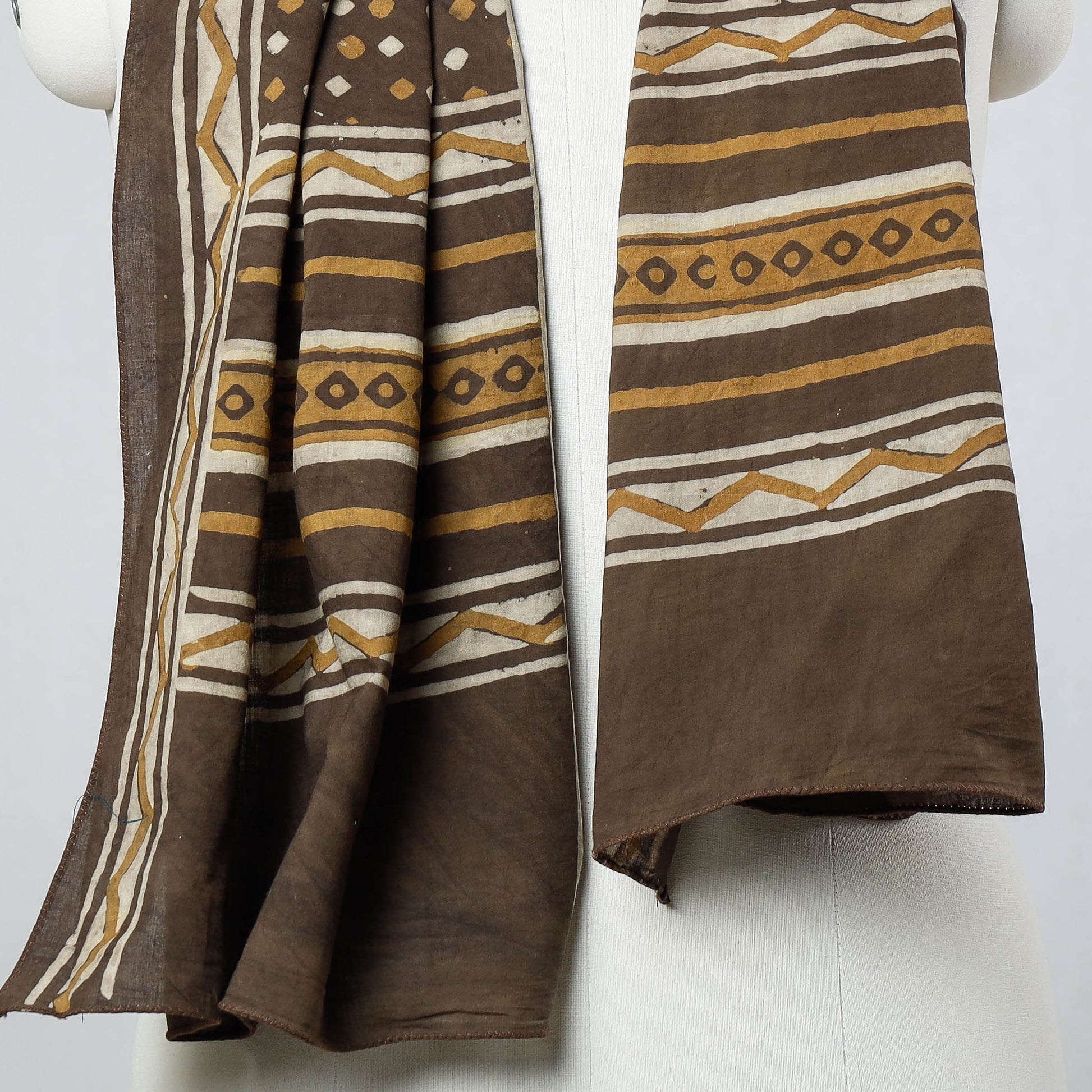 Brown - Akola Block Printed Cotton Stole
