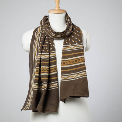 Brown - Akola Block Printed Cotton Stole