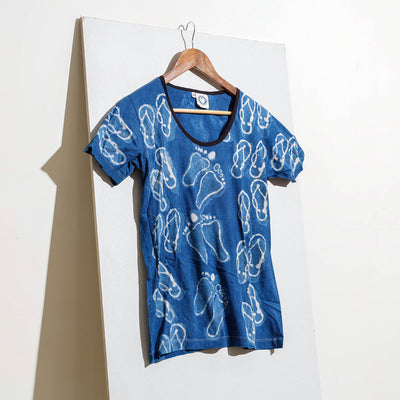 Bindaas Block Art Printed Cotton Women Round Neck T-shirt 87