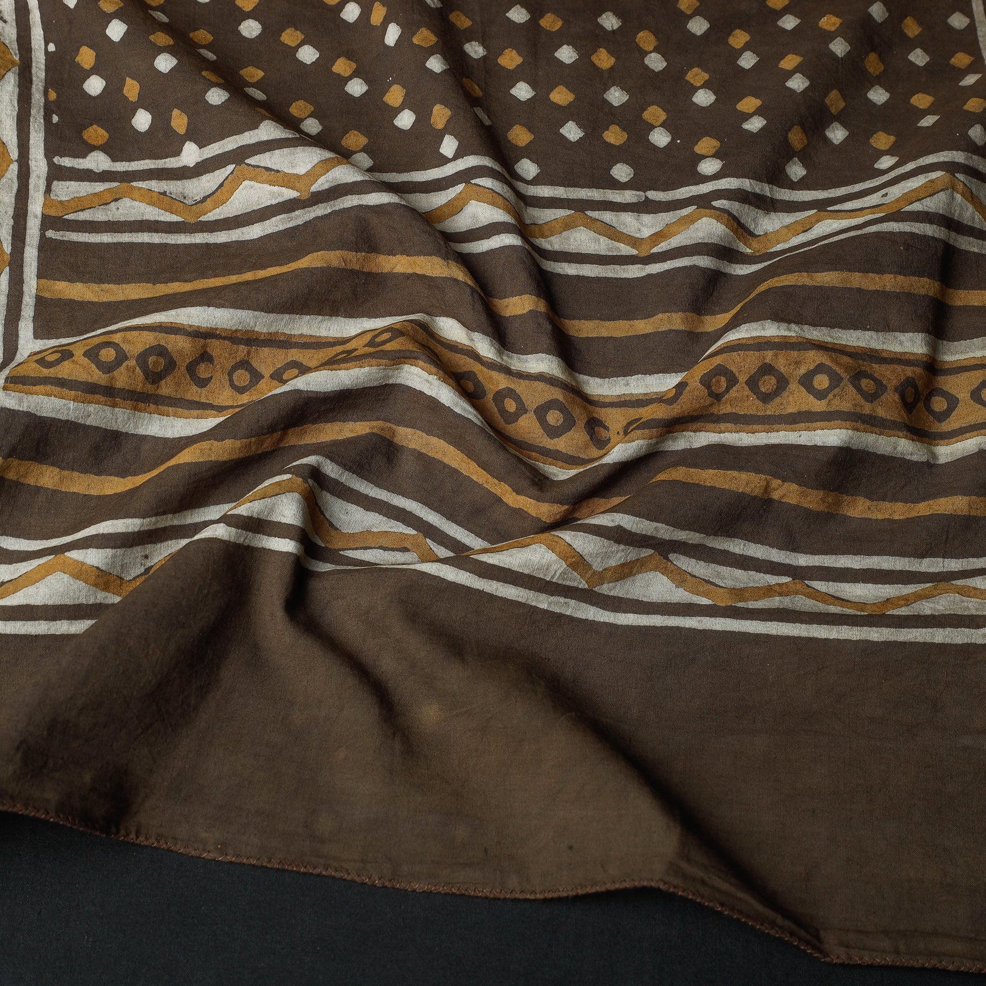 Brown - Akola Block Printed Cotton Stole