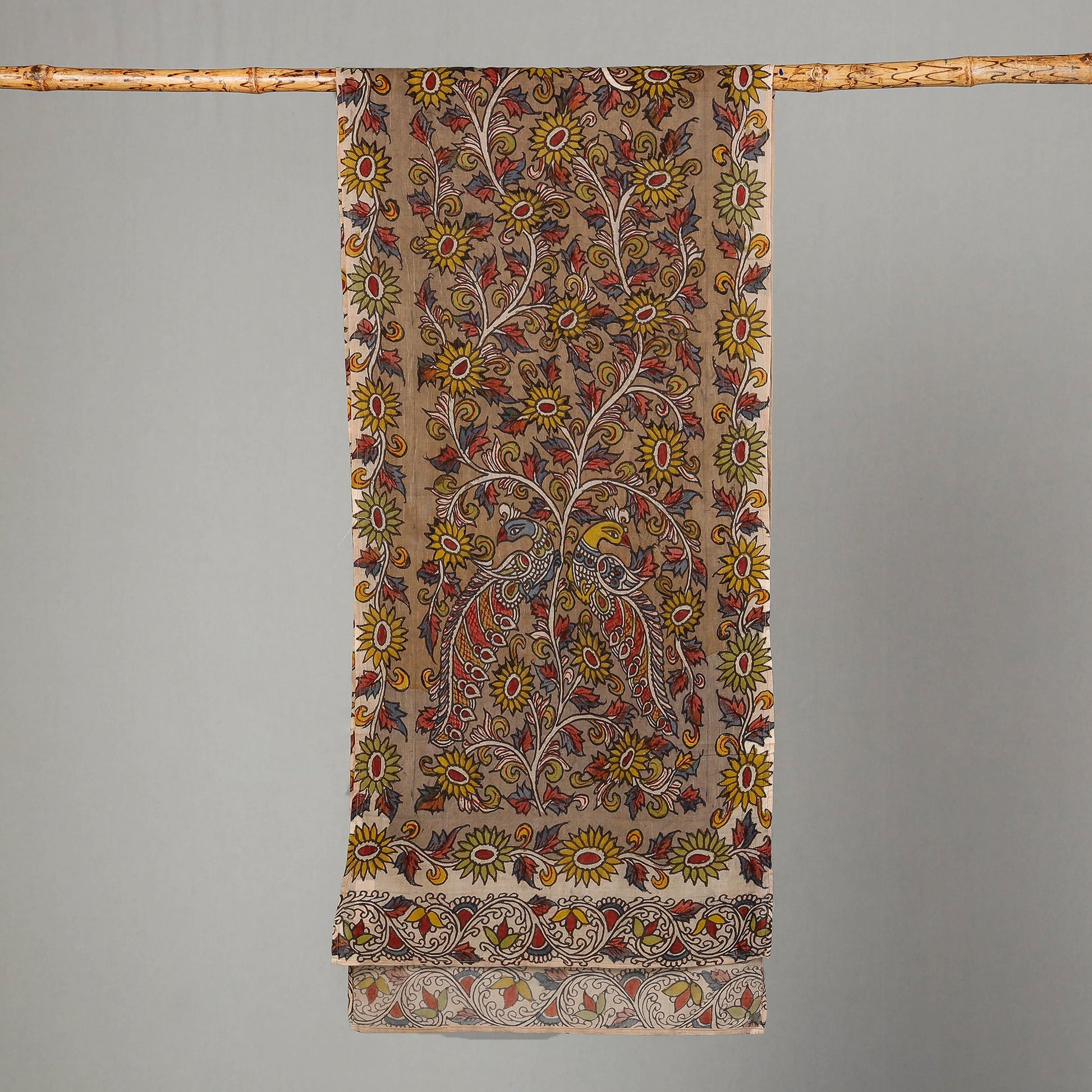 Brown - Handpainted Kalamkari Cotton Stole