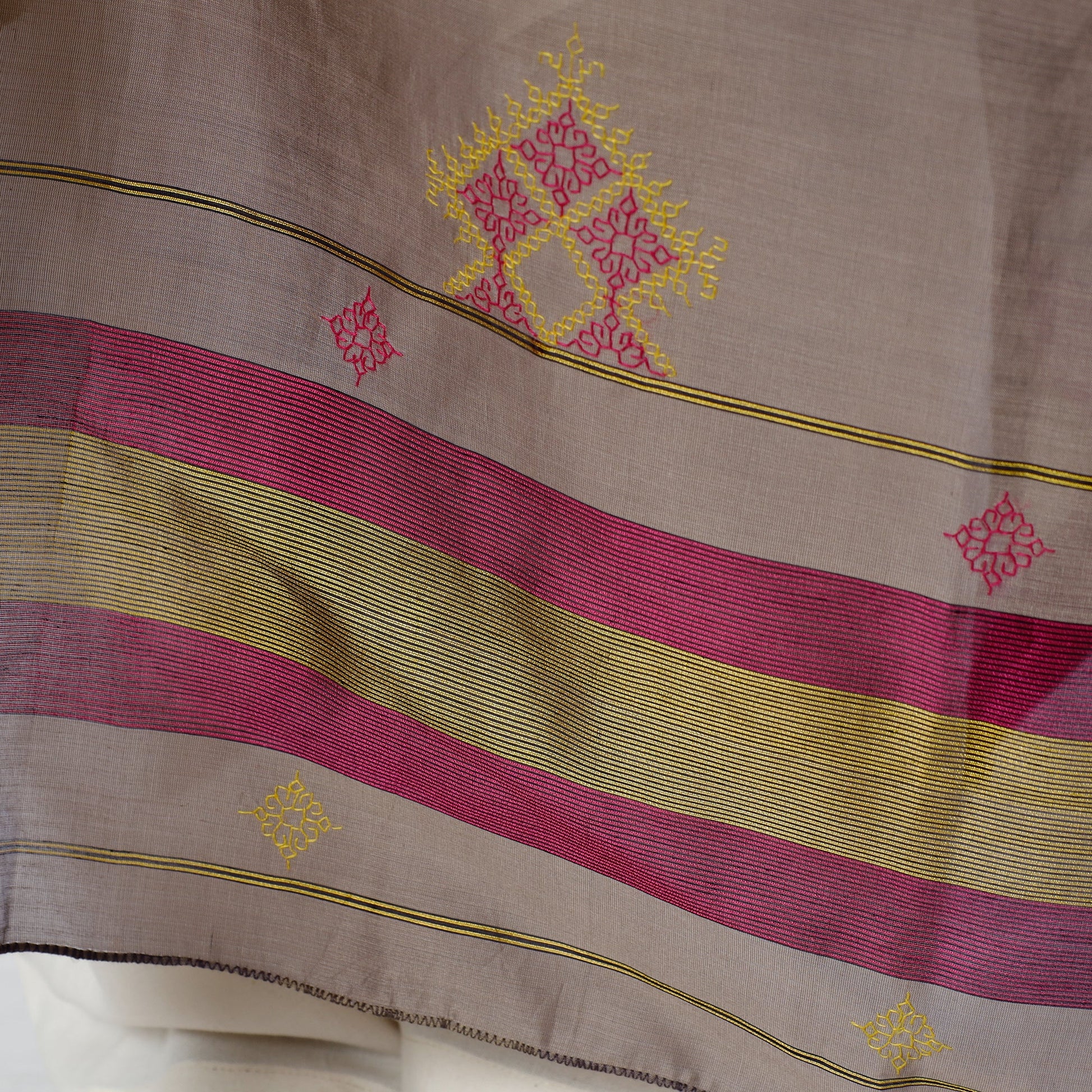 Brown - Gavanti Kasuti Embroidery Handloom Maheshwari Silk Dupatta