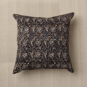 Black - Original Pedana Block Print Cotton Kalamkari Cushion Cover
