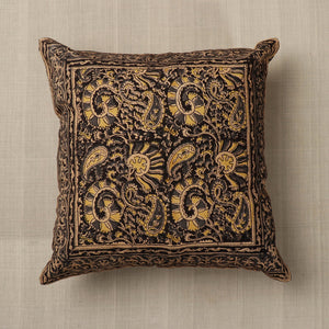 Black - Original Pedana Block Print Cotton Kalamkari Cushion Cover