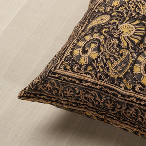 Black - Original Pedana Block Print Cotton Kalamkari Cushion Cover