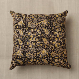 Black - Original Pedana Block Print Cotton Kalamkari Cushion Cover