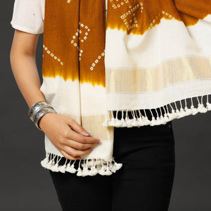 Brown - Kutch Handwoven Tie & dye Merino Wool Bandhani Stole
