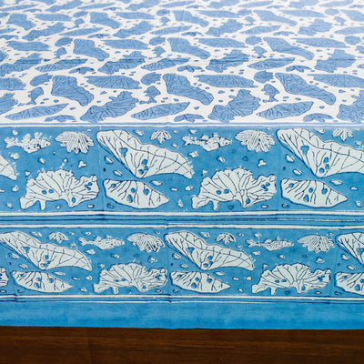 Blue - Block Print Cotton Double Sanganeri Bed Sheet